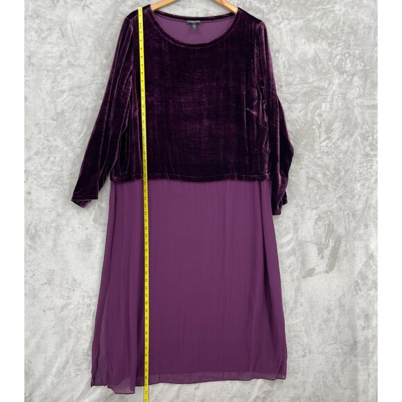 Eileen Fisher Raisinette Silk Velvet & Chiffon Tunic Duster NO SLIP - Picture 7 of 9
